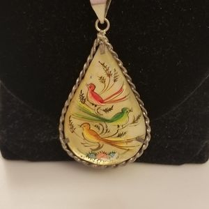 Vintage Persian hand painted necklace